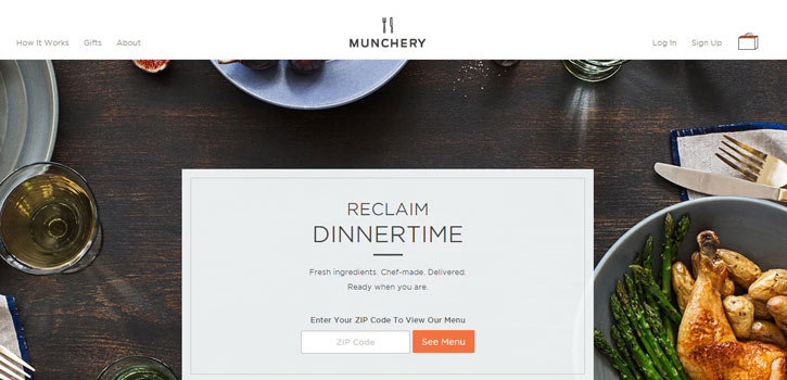 ترکیب بندی طراحی سایت - صفحه اصلی وب سایت Munchery