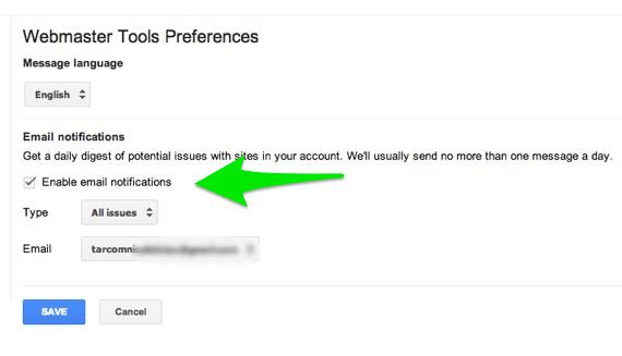 Google Webmaster Tools Email Alerts را تنظیم کنید