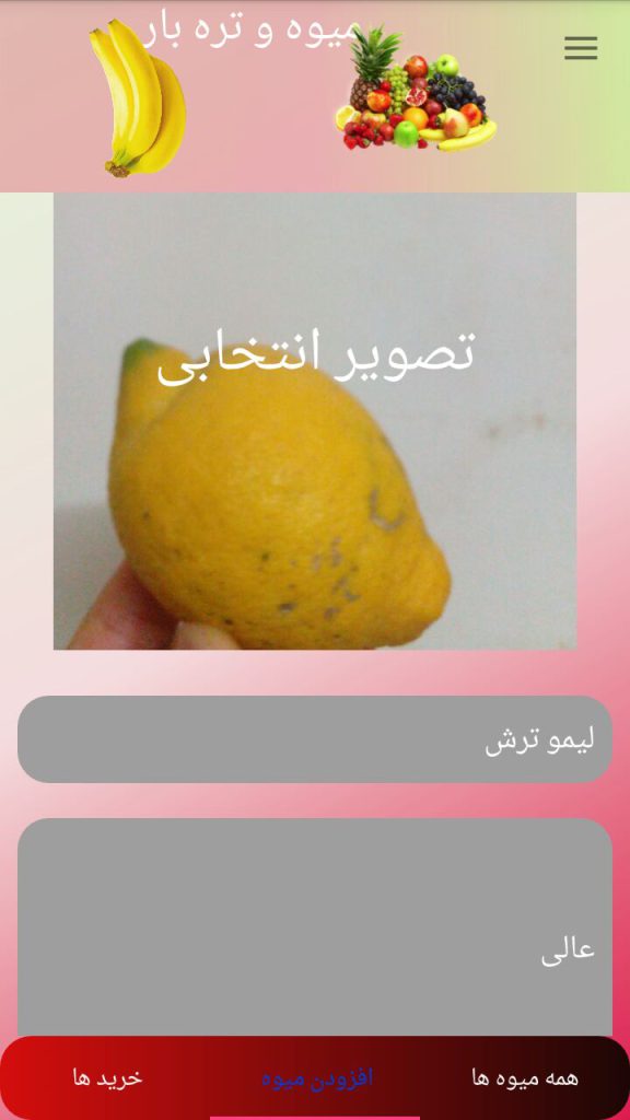طراحی اپلیکیشن موبایل میوه